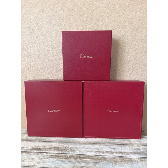 Cartier Other - Set of 3 Cartier Red Presentation Jewelry Boxes Gold Logo - Empty